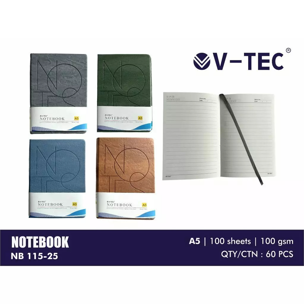 

V Tec Notebook NB 115-25 UK. A5 100GSM / 100 SHEETS