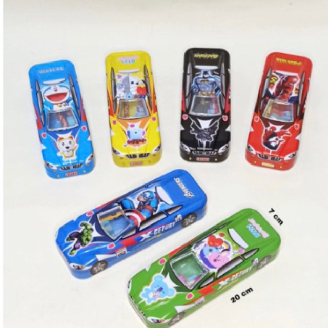 

KOTAK PENSIL KALENG MOBIL ANAK KARAKTER , sudah ada pensil dan penghapus didalamnya (motif tergantung stok)