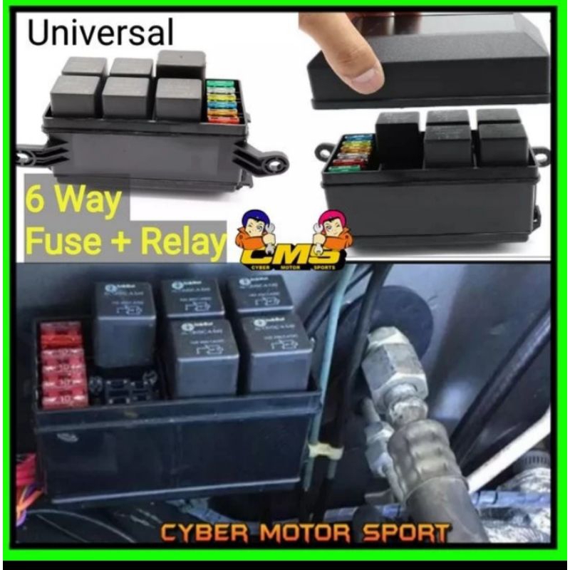 box sekring 6way fuse + relay komplit kabel box relay mobil