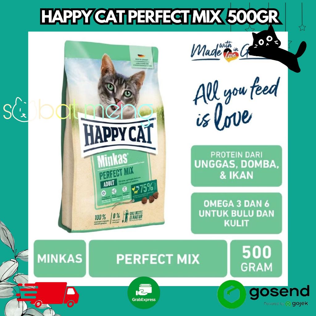 HAPPY CAT ADULT MINKAS PERFECT MIX 500g | HAPPY CAT PERFECT MIX FRESHPACK