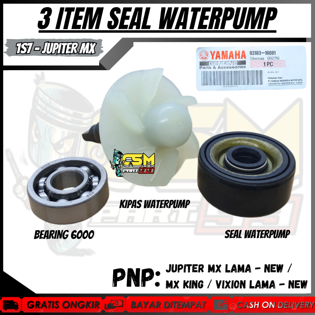 1SET 3ITEM SEAL WATERPUMP VIXION + BEARING 6000 + KIPAS WATERPUMP VIXION OLD / NEW / JUPITER MX OLD