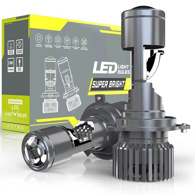 Lampu Led H4 mini projector mobil motor