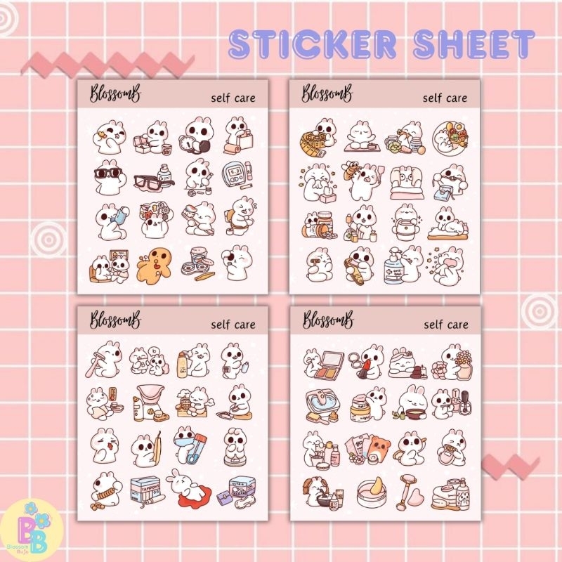 

BlossomB - Hand drawing sticker sheet / waterproof sticker / sticker deco / sticker vinyl aesthetic / handmade sticker / sticker tumblr / stiker anti air / sticker buku journal / sticker HP laptop