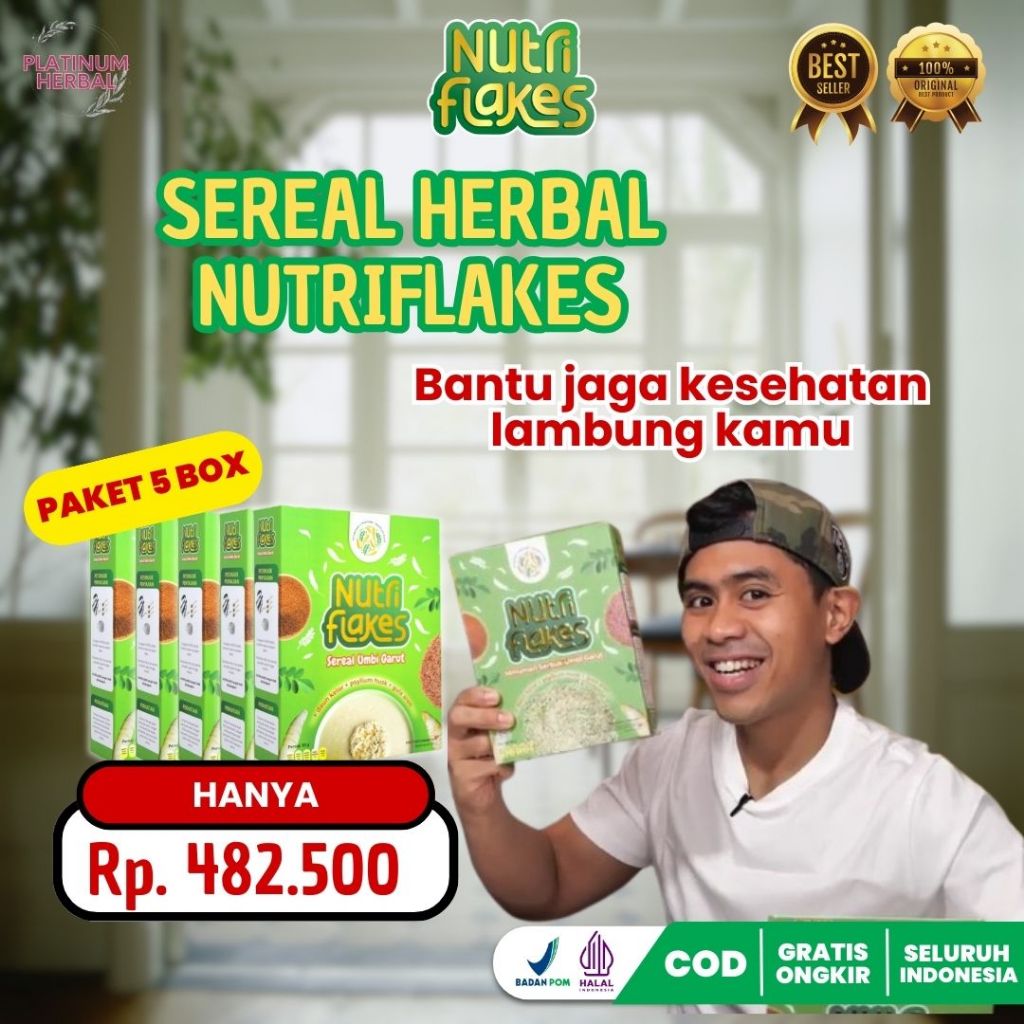 

Paket 5 box - NutriFlakes Sereal Sehat Dari Umbi Garut Herbal Mengatasi Maag Kronis