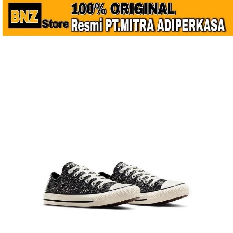 Sepatu Sneakers Wanita Converse CTAS Ox Glitter Black/Black/Egret
