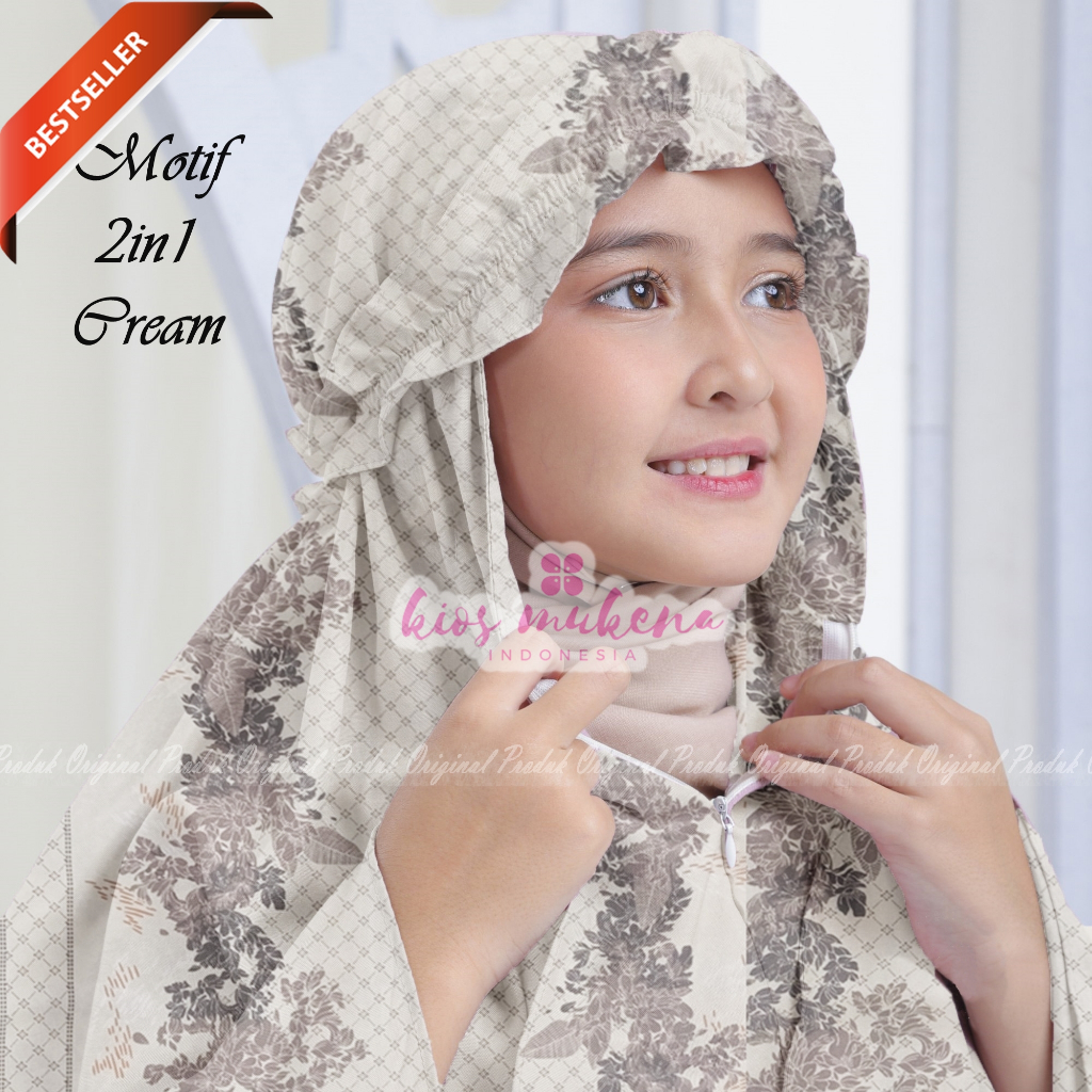 Mukena Anak Perempuan Resleting 2 in 1 Umur 6 7 8 9 10 11 12 Tahun Katun Adem Motif Bunga 2in1 Lucu