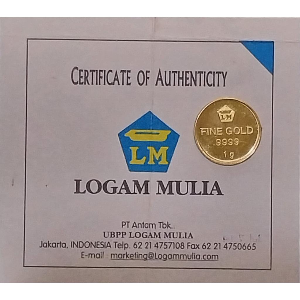 Logam Mulia Koin Emas Antam Bulat 1 gram 24K