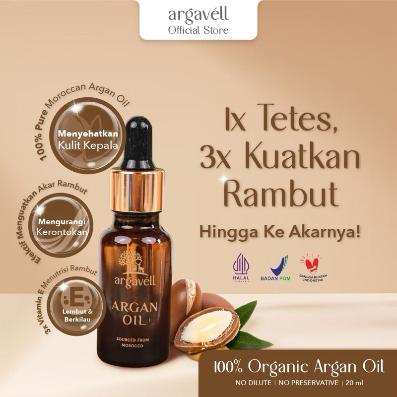 Argavell Certified Organic Argan Oil 20ml | argan oil shampoo | argan oil hair serum | argan oil tre