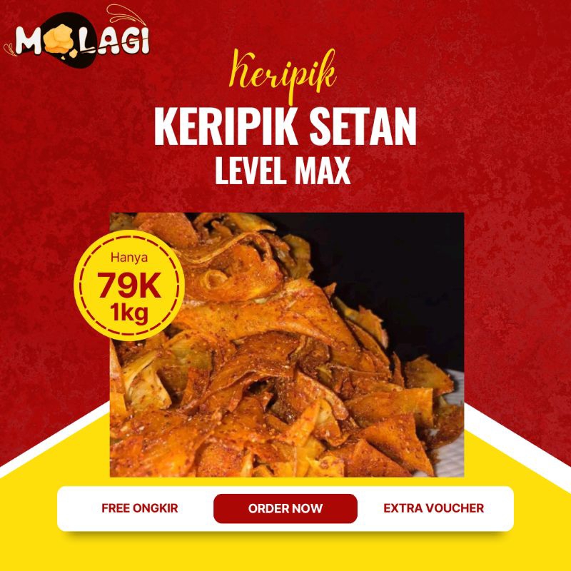 

MOLAGI Kripset kemasan 1kg Keripik Setan Pedas