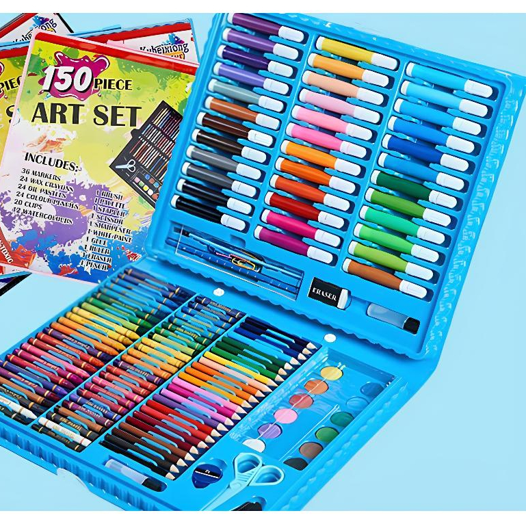 

tyvf Crayon set 150 PCS Super Mega Art Set Krayon Pastel Cat Lukis Anak Pensil Warna Art Set