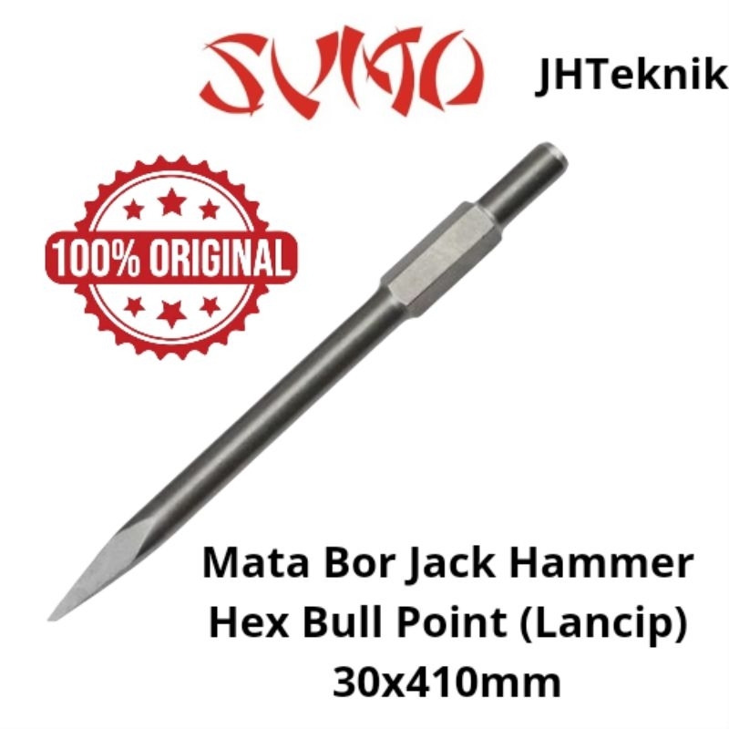 JHTeknik Mata Bor Jack Hammer Hex Bull Point(Lancip) 30x410mm SUMO 100% ORIGINAL/Mata Bor Bobok Lanc