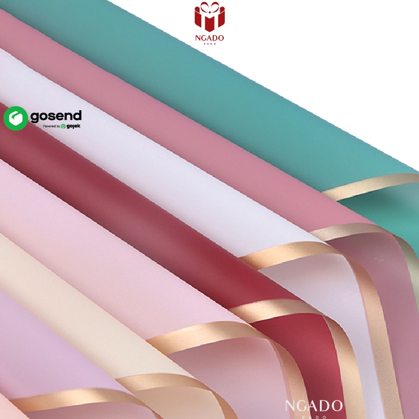 

Murah Bulan Ini 5 LEMBAR List Gold Cellophane Flower Wrapping Line Paper Kertas Buket Bunga Korea Waterproof Flower Bucket Tahan Air Pinggiran Emas