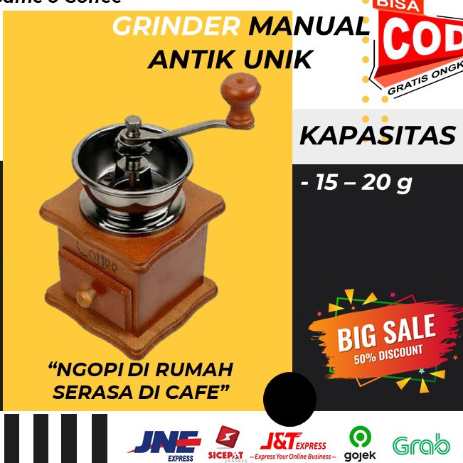 Diskon Spesial  GRINDER MANUAL KOPI ANTIK UNIK ARTISTIK ALAT PENGGILING KOPI ANTIK