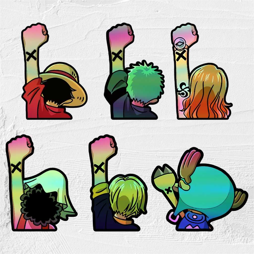 

Sticker Anime One Piece Crew SHP Hologram ukuran 7 cm sticker case hp dll