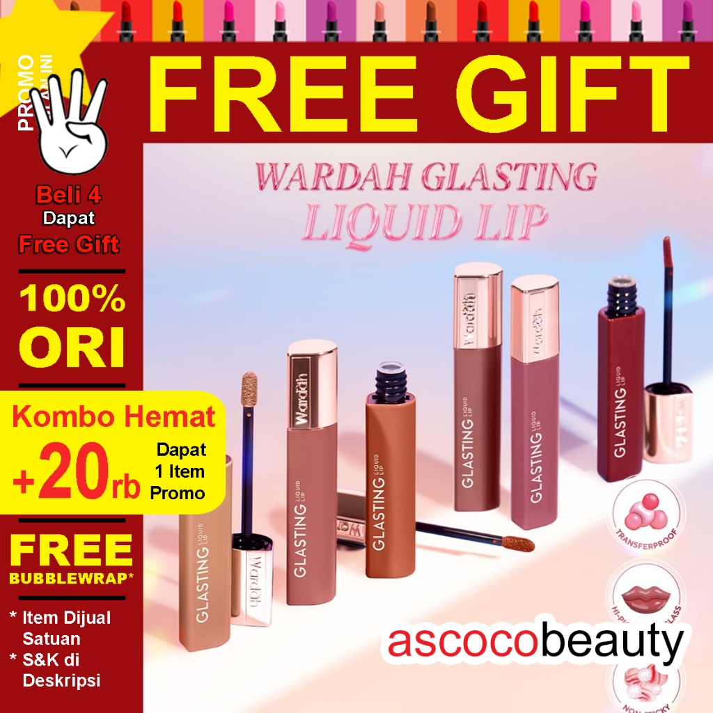 [AMS] Wardah Glasting Liquid Lipstick Lipstik - Ringan, Tidak Lengket, Transferproof ascocobeauty