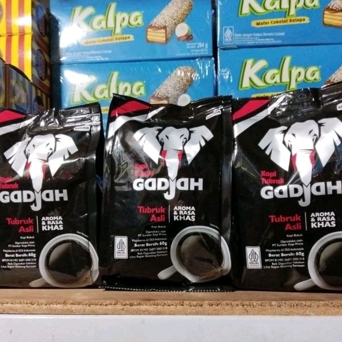 

kopi gajah tanpa gula kemasan pouch 60gr