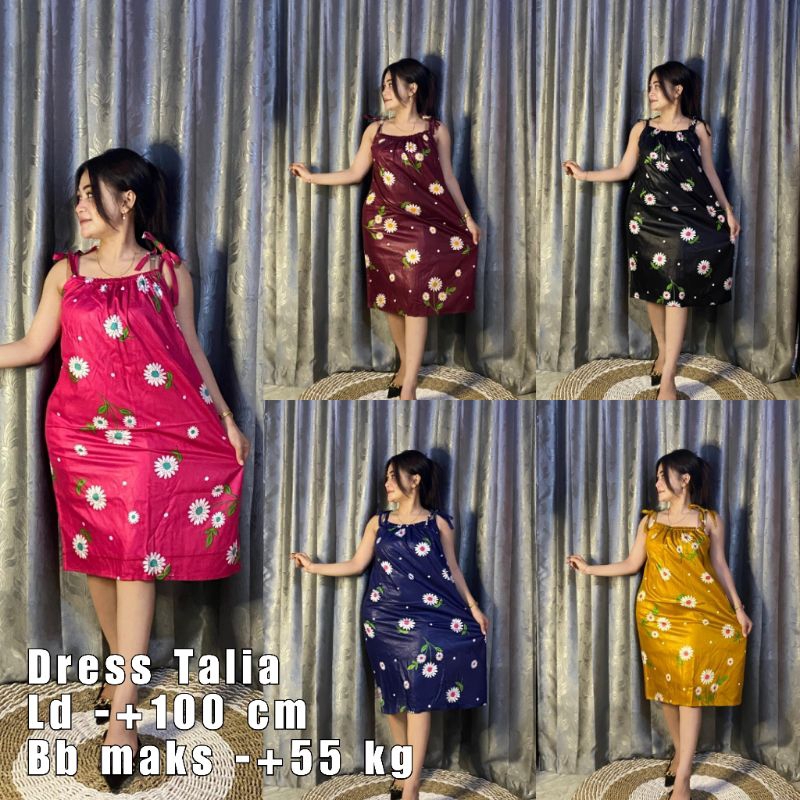 Talia daster yukensi tali lepas motif bunga/daster kerut dada