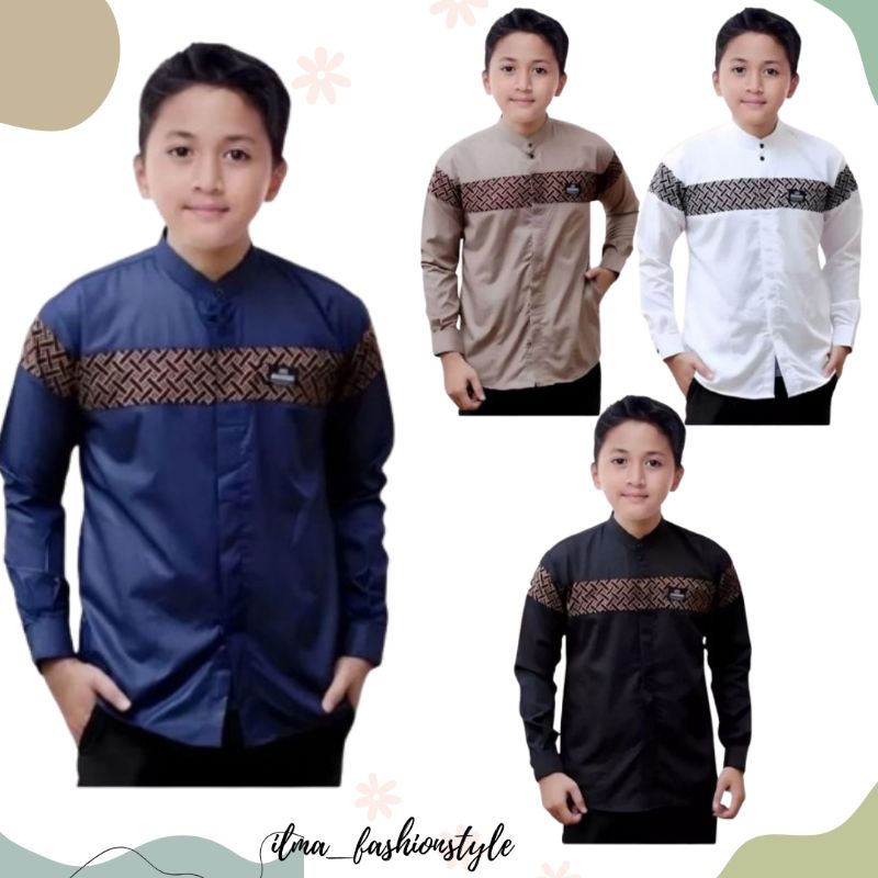 Baju koko remaja laki-laki usia 9-14 tahun // koko lengan panjang motif batik terbaru