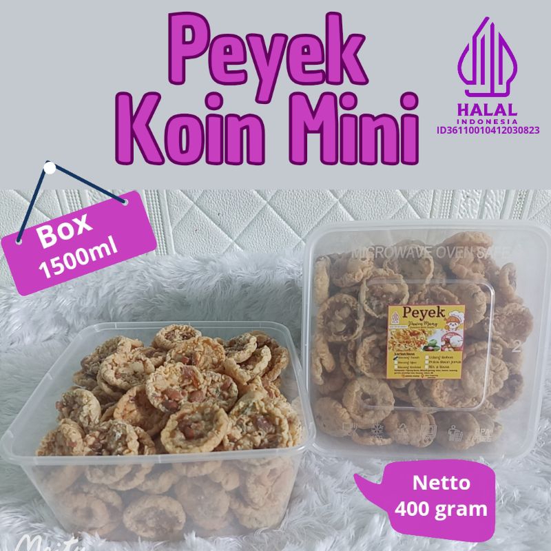 PAWON MAMY - Rempeyek koin bulat mini Toples (Large 1500ml) | Peyek mini kacang