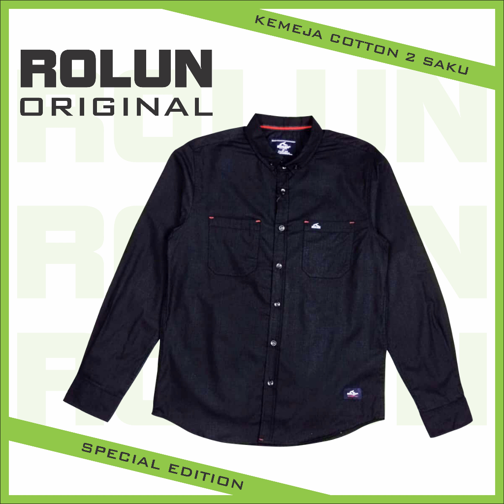 Rolun - Kemeja Panjang Hitam Cotton