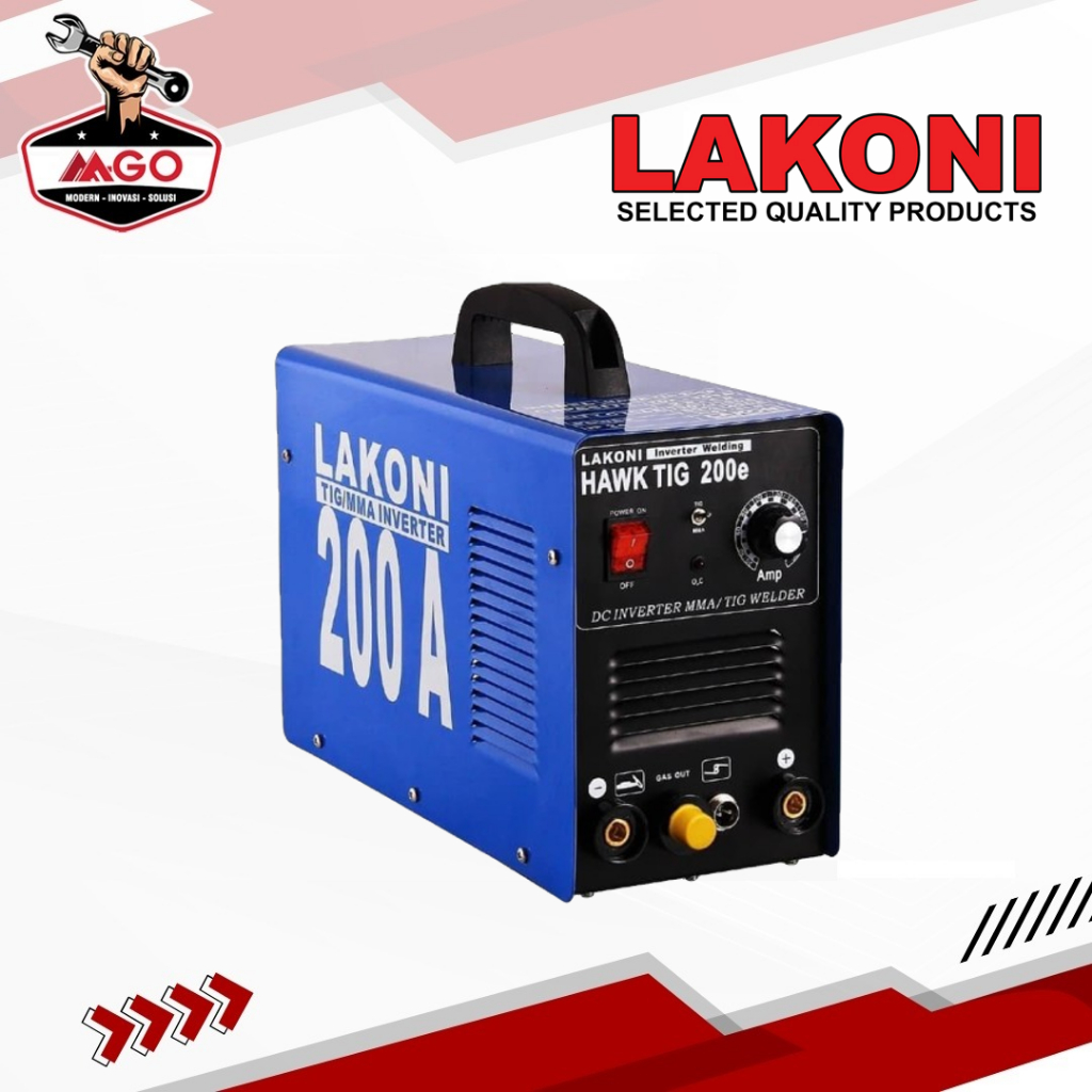 Travo Las/ TIG Welder / Mesin Las Listrik LAKONI HAWK TIG 200e