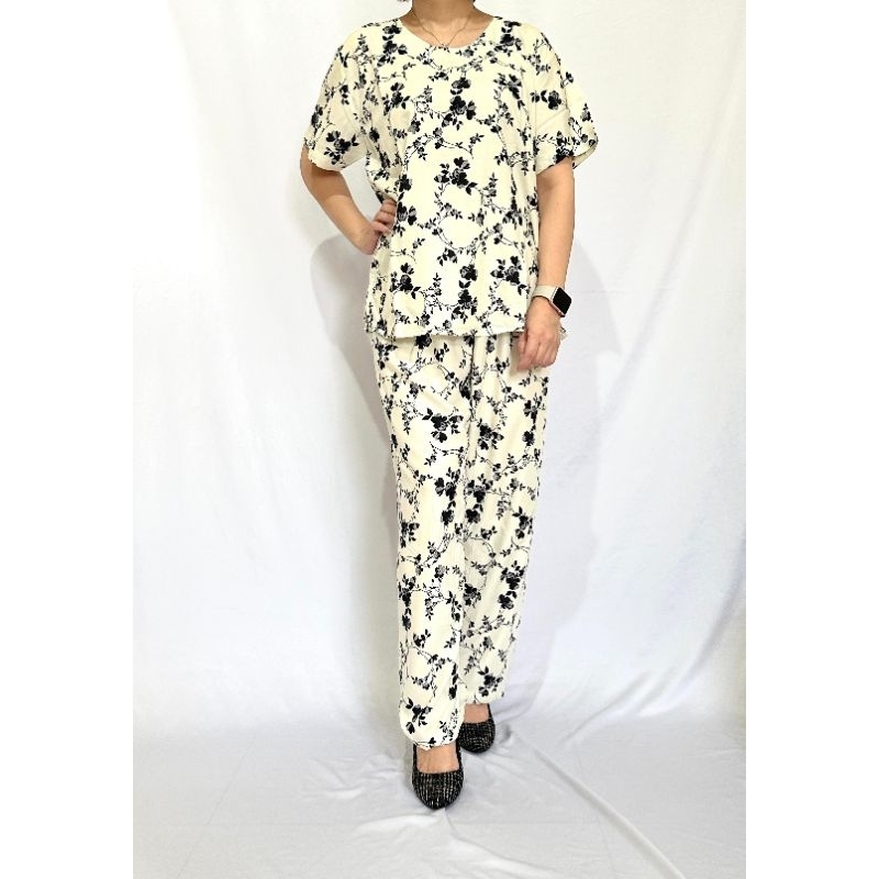 Ay00 Setelan Yeong Gi XXL Rayon Lengan Pendek Celana Panjang