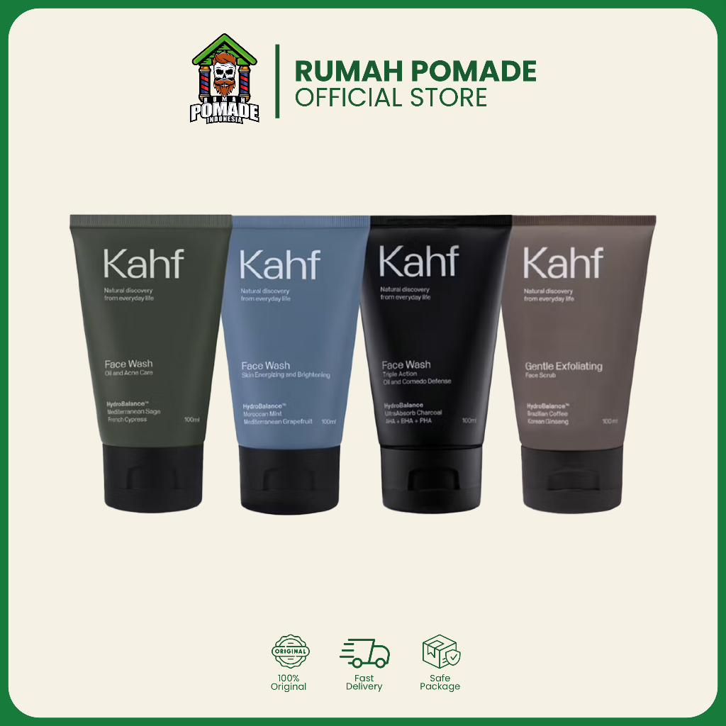 Kahf Face Wash All Variant - Sabun Muka Kahf Hijau, Biru, Coklat, Hitam Original