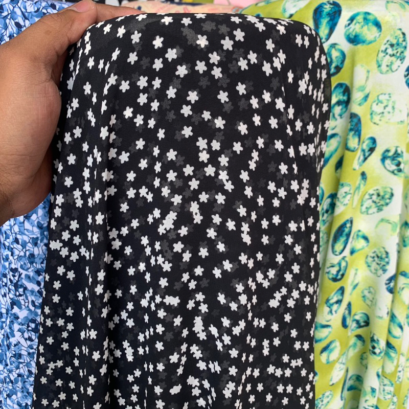 kain sifon motif - kain chiffon motif bunga kecil - kain kebaya sifon - kain dress sifon - kain gami