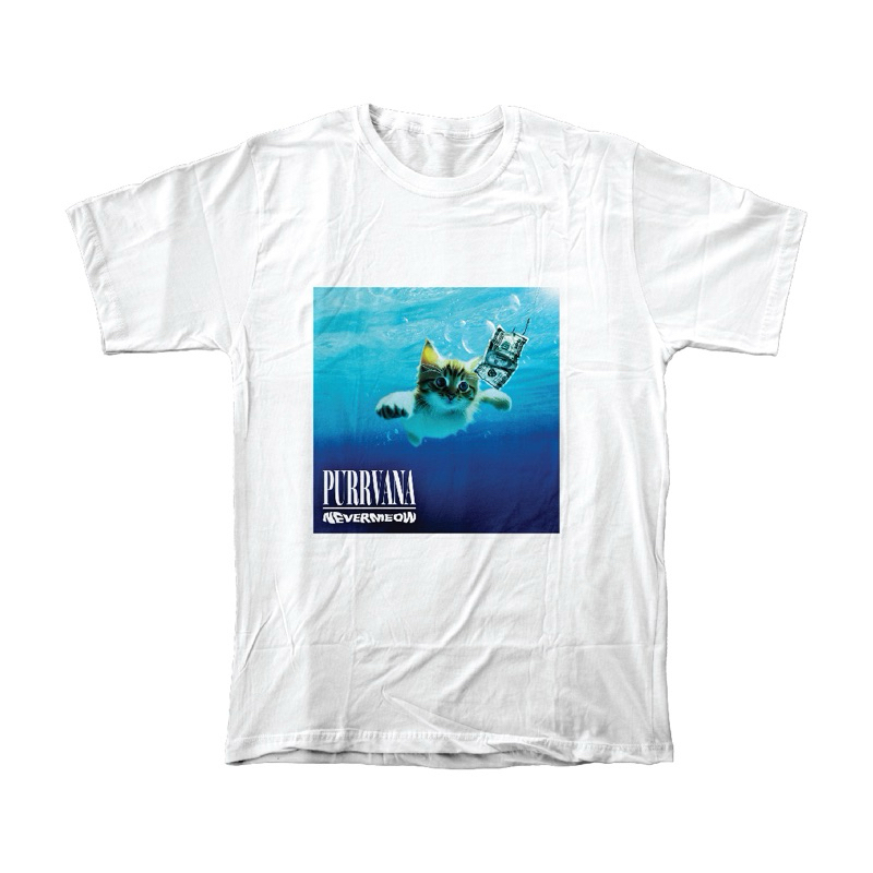 T-Shirt / Kaos / Streetwear YSZ Project - Purrvana - Nevermeow White V1