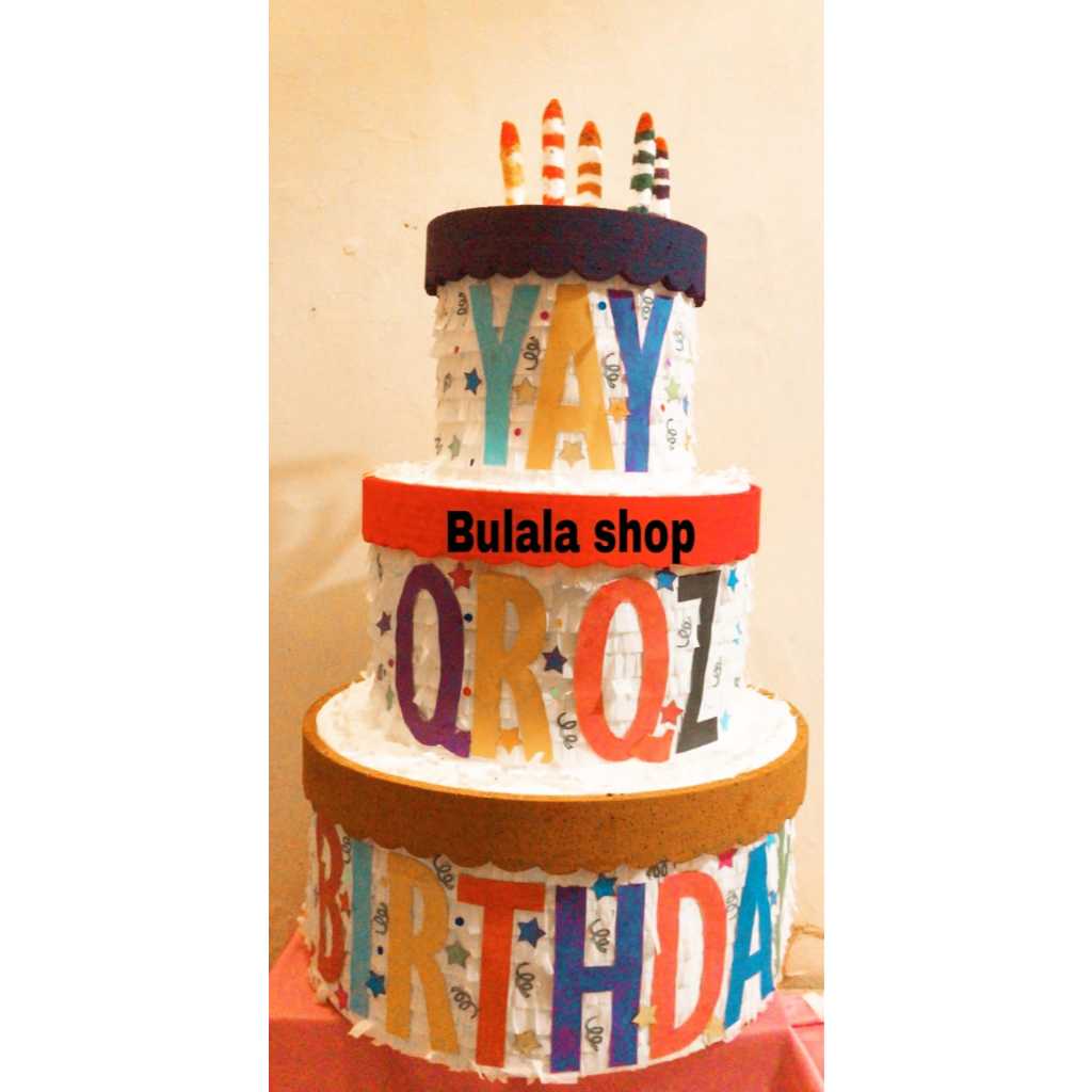 Pinata Pukul / Pinata Tarik  Karakter Ulang Tahun Motif Cake Tart (tanpa Hiasan Bunga)