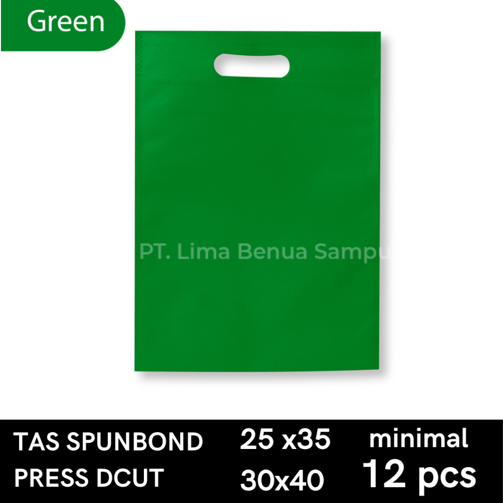 

Tas Spunbond Press Dcut Oval 30x40 - Tas Kain Ramah Lingkungan - Hijau