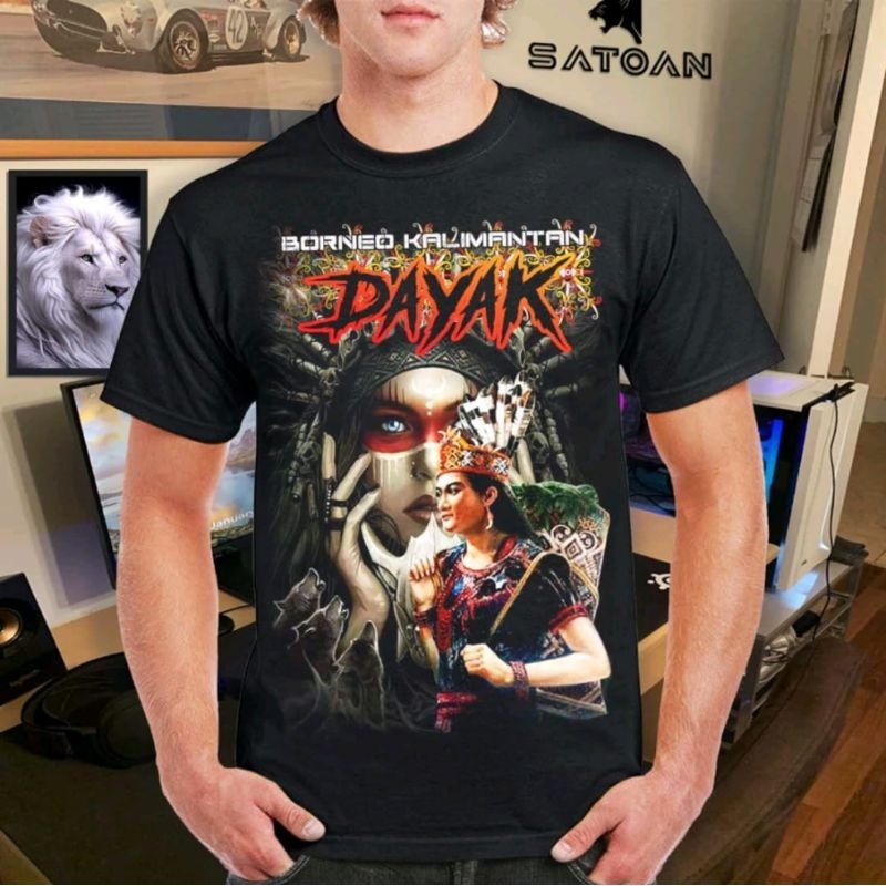 KAOS BORNEO DAYAK KALIMANTAN MOTIF DAYAK
