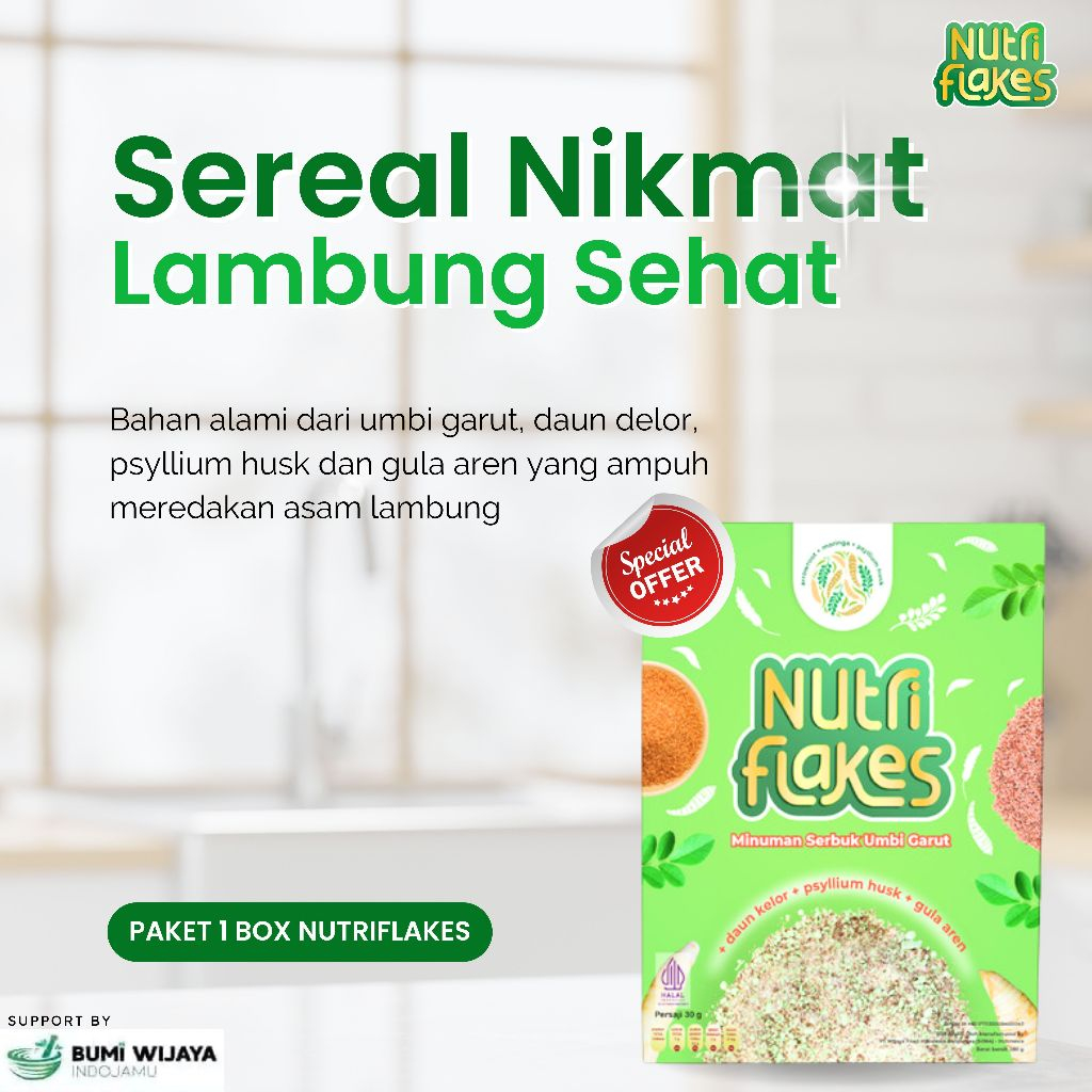 

Terlaris!! Nutriflakes sereal asam lambung original bantu magh, gerd dan asam lambung hilang