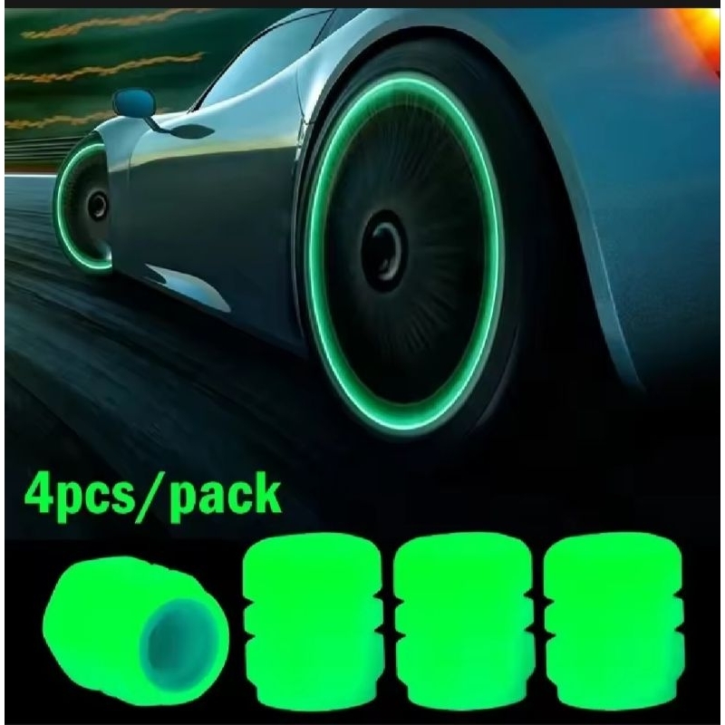 SEPASANG TUTUP PENTIL BAN SEPEDA MOTOR DAN BAN MOBIL NYALA DI TEMPAT GELAP GLOW IN THE DARK UNIVERSA