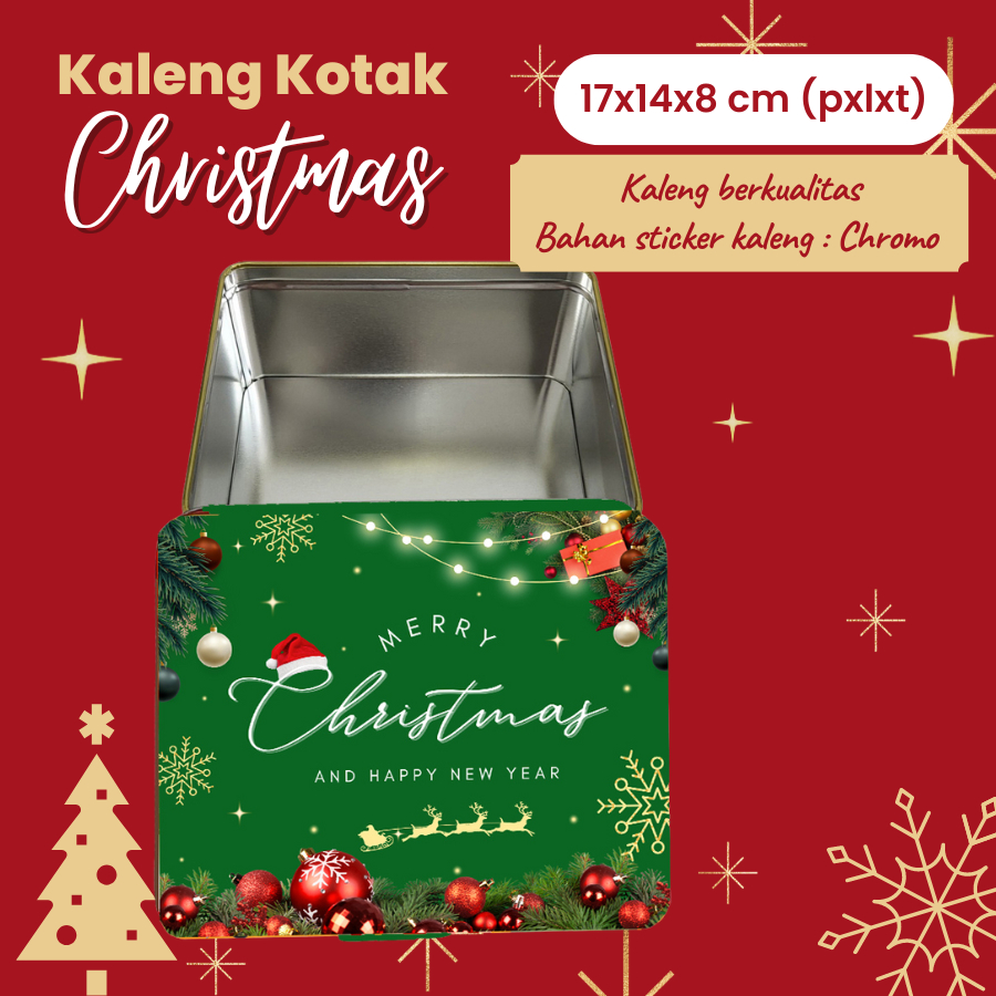 

Box Natal Kaleng Kotak Christmas Toples Natal 2024 Kue Kering Wadah Xmas Green 17x14x8 cm by Hapunni