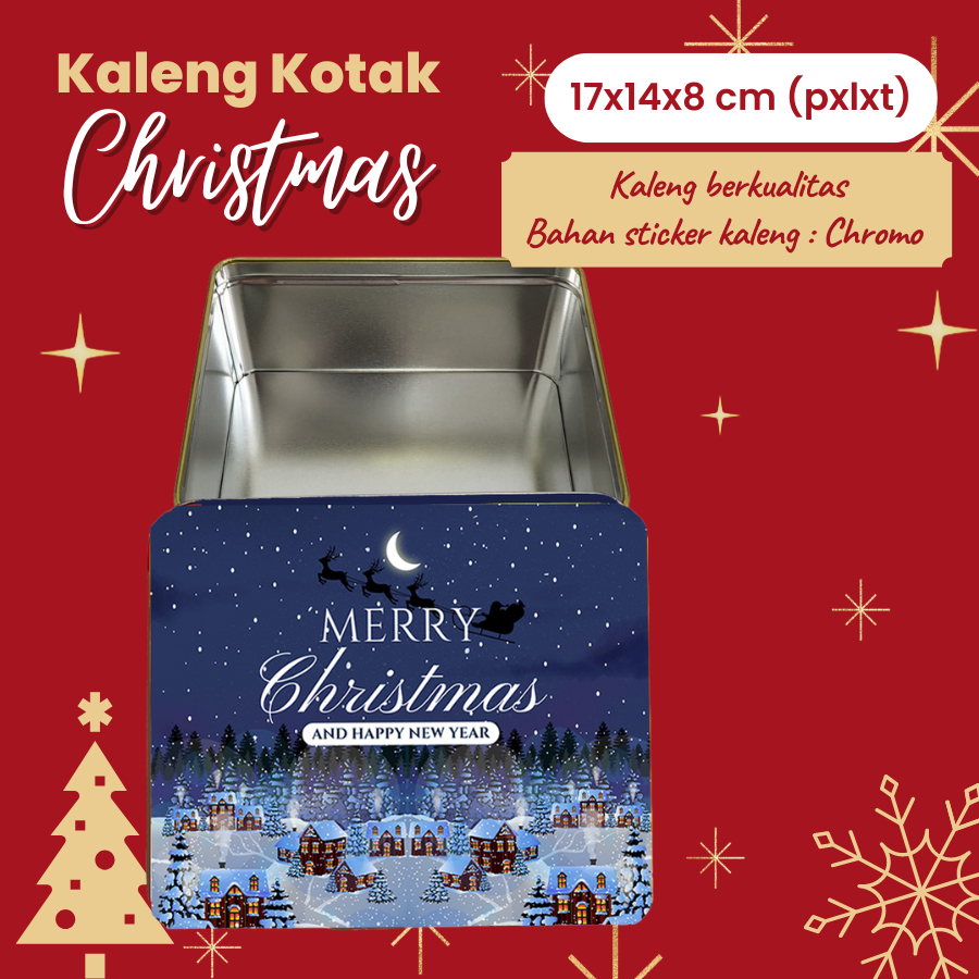 

Box Natal Kaleng kotak Christmas Toples Natal 2024 Kue Kering Wadah Xmas Snow Navy 17x14x8cm Hapunni