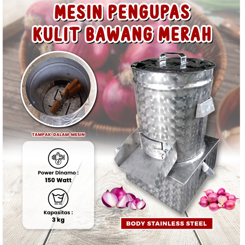 OSSEL Mesin Kupas Bawang Merah 3KG + Dinamo Alat Kupas Bawang Listrik Kupas Bawang Merah