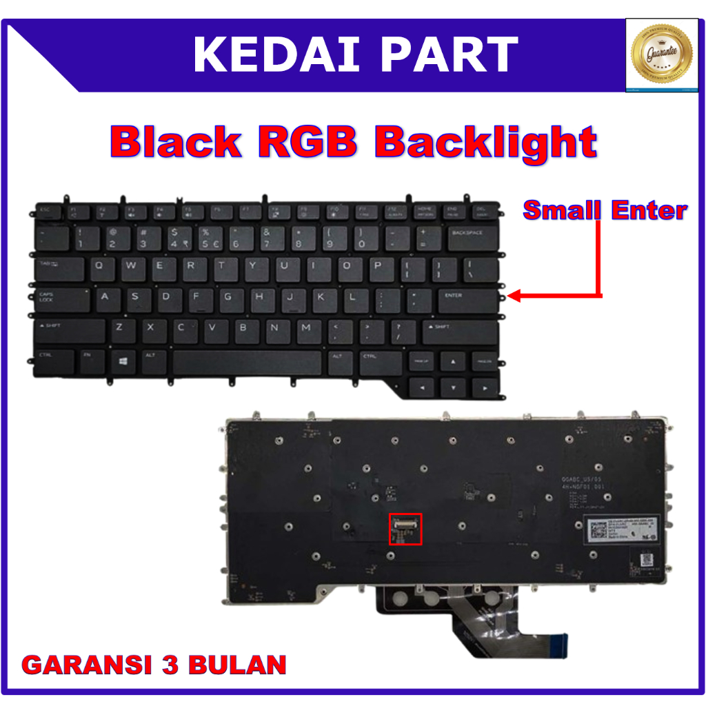 Keyboard Dell Alienware M15 R2 R3 R4 Black RGB Backlight