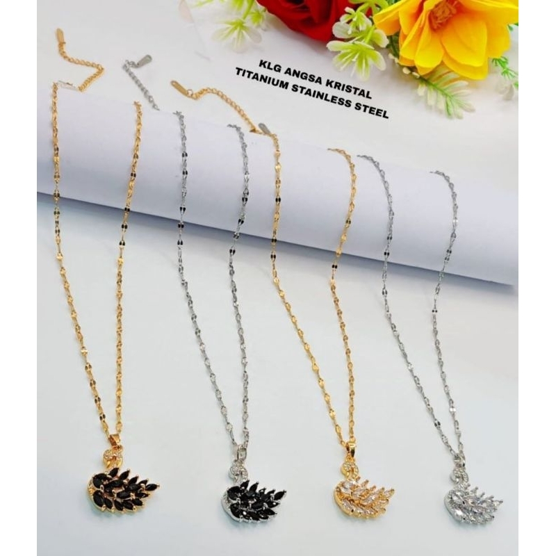 Kalung Angsa Kristal Titanium