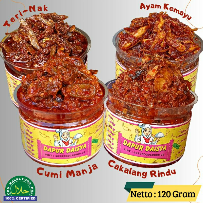 

[120 GRAM] SAMBAL-BABY-CUMI-TERIMEDAN-PARU-CAKALANG-TUNA-UDANG-BAWANG-OSENG-MERCON-AYAM-SUWIR-TERASI-PEDA-ROA-ASAP-SACHET