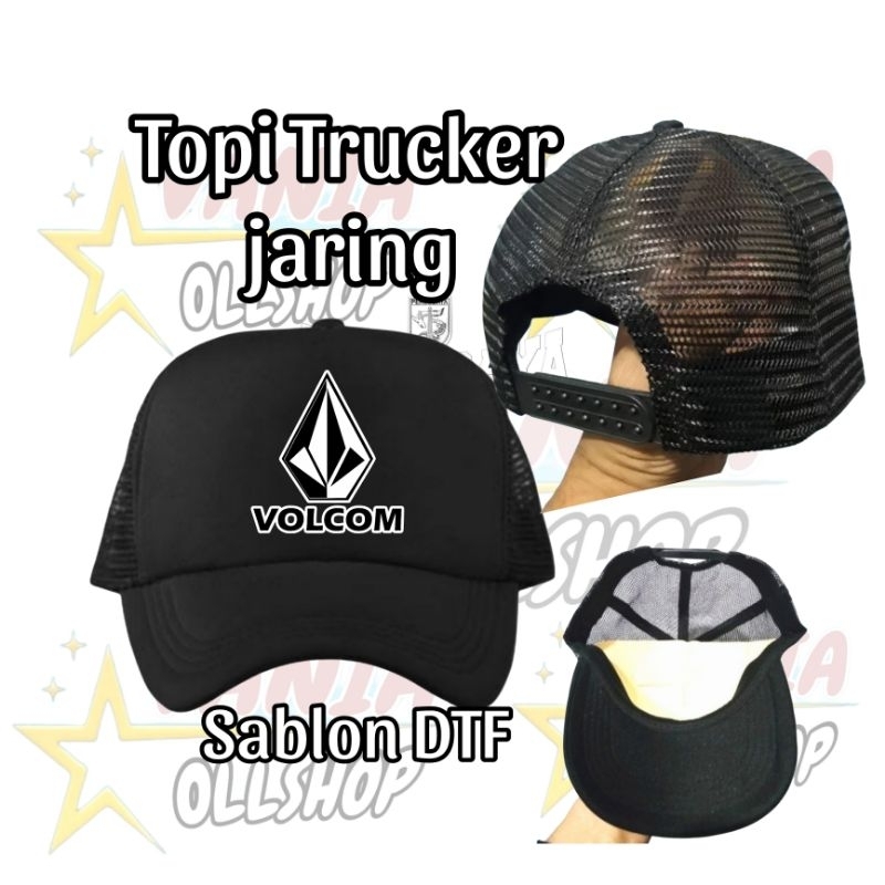 Topi Trucker jaring Volcom/topi trucker sablon DTF