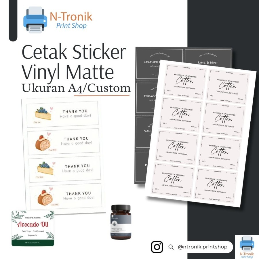 

Cetak Print Stiker Sticker Vinyl Warna Custom Matte/Doff Tahan Air Waterproof