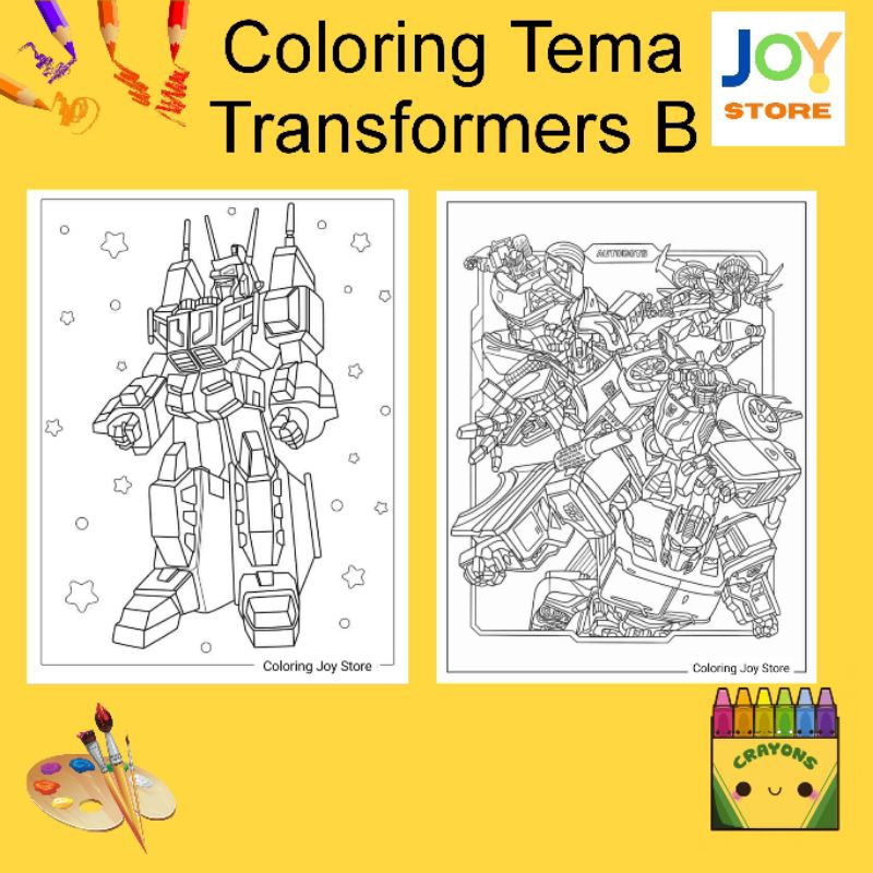 

Kertas Gambar Mewarnai ukuran A4 dan A5 150 gsm - Coloring Paper Tema Transformers B Toko Joy Store