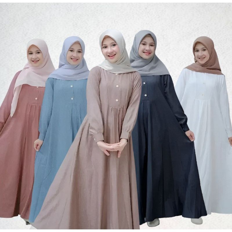 Baju Gamis Wanita Terbaru Dress Remaja Kekinian Lebaran 2025 Dress Wanita Alika Modern 2025