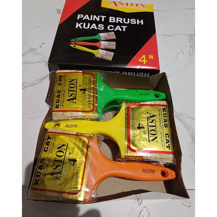 kuas cat gagang PVC 4 inchi 1 lusin koas cet 1box 4 in