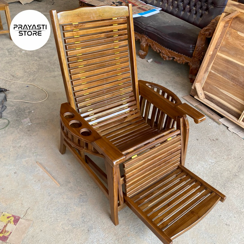 Kursi malas jati Kursi malas krepyak jati Kursi selonjoran jati harga murah