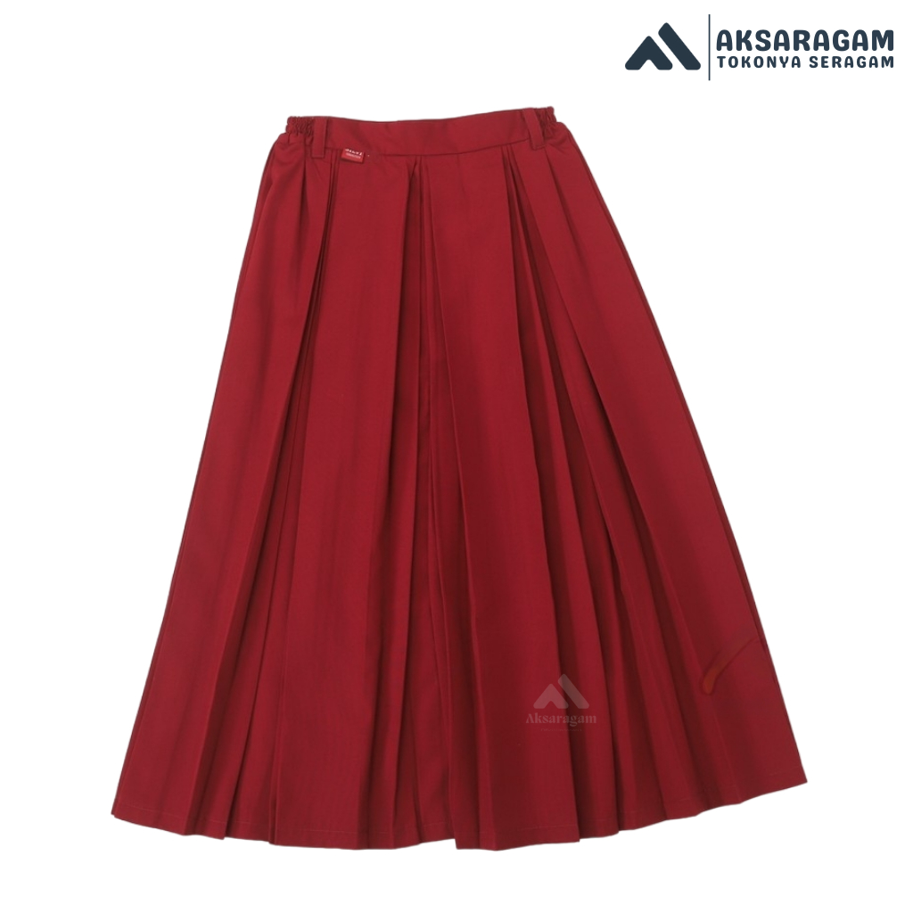 Aksaragam - Rok Rempel Panjang Tingkat SD - Rok Rempel Merah Seragam Sekolah Tingkat Anak Perempuan