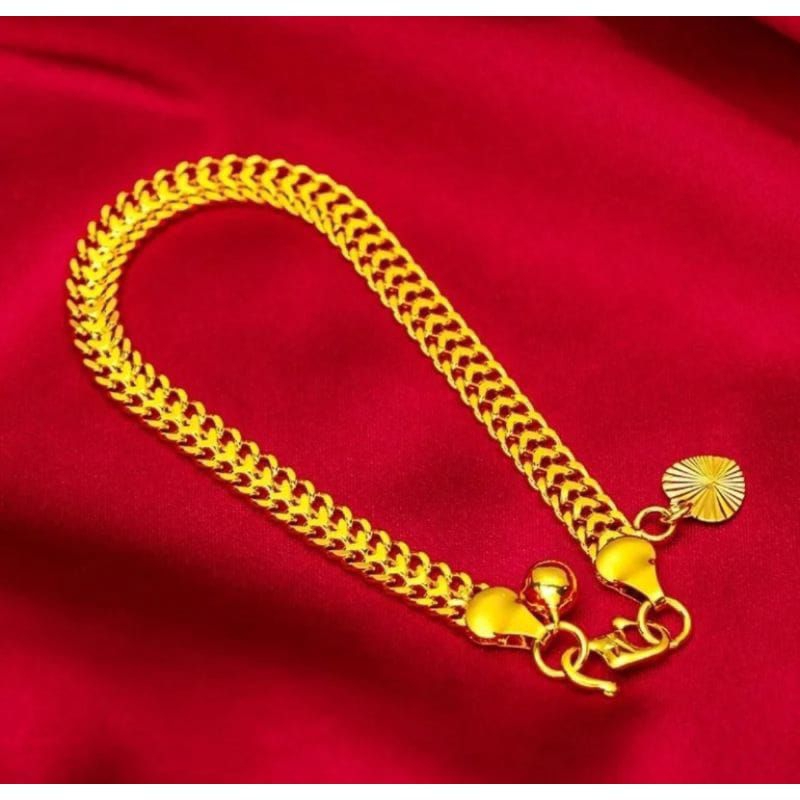 gelang tangan rantai tikar gold lapis emas anti karet