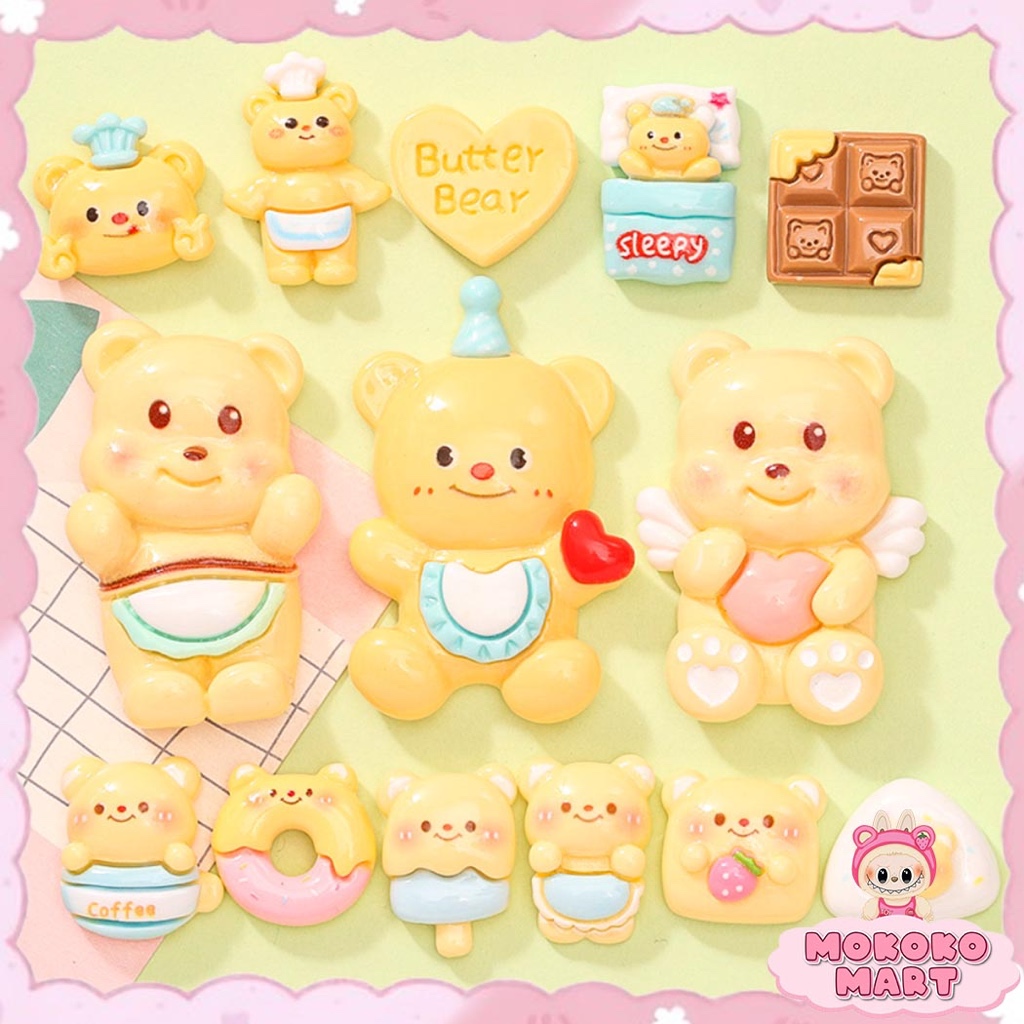 

MM Resin Clay Stiker DIY 3D Dekor Dompet Gantungan Kunci Aklirik Motif Butter Bear Mainan 3D-020