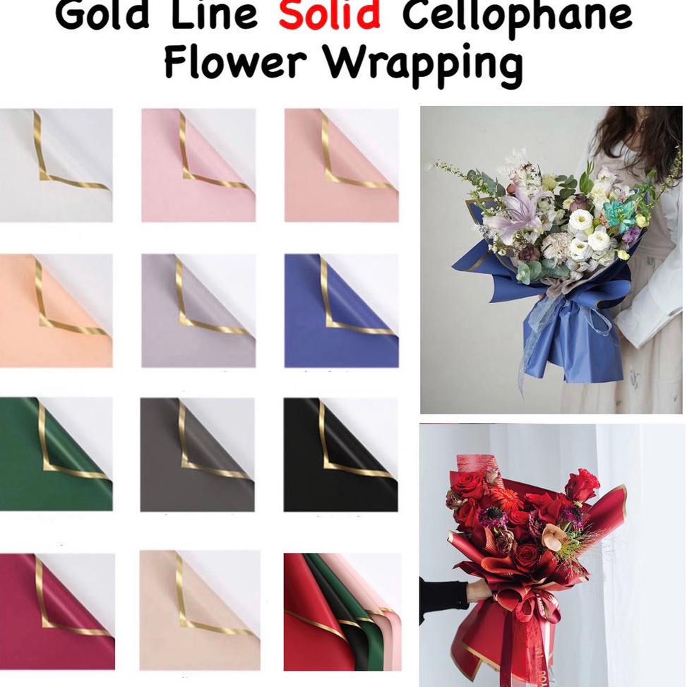 

Gratis Packing 2 Lembar Flower Wrapping Paper Varian List Gold Emas Kertas Buket Bunga Cellophane Florist Goldline